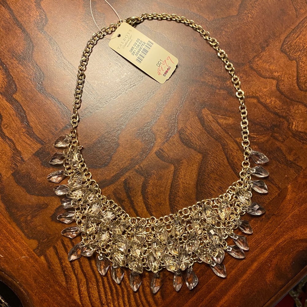 Talbots Gold Tone and Crystal Bead Necklace